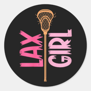 Lacrosse Girl Stick Lax Girl Player Goalie Frauen Runder Aufkleber