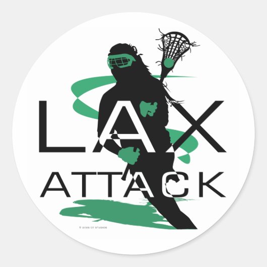 Lacrosse Girls LAX Attack Green Runder Aufkleber (Vorderseite)