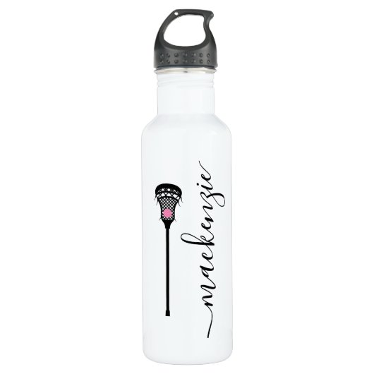 Lacrosse Girls Personalisiert Name Edelstahl Edelstahlflasche (Vorderseite)
