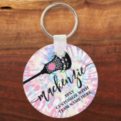 Lacrosse Girls Rosa Gefärbte Krawatte Personalisie Schlüsselanhänger (Vorderseite)