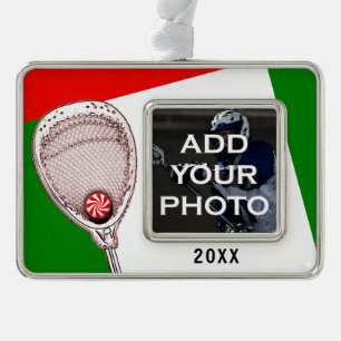 Lacrosse Goalie Christmas Collectin Rahmen-Ornament Silber