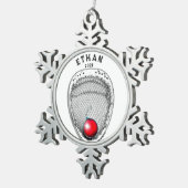 Lacrosse Goalie Christmas Collectin Schneeflocken Zinn-Ornament (Rechts)