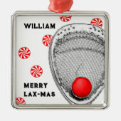 Lacrosse Goalie Christmas Ornament Aus Metall (Vorne)