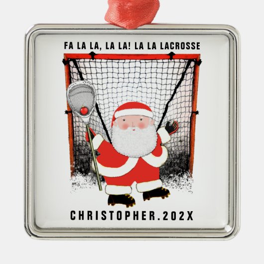 Lacrosse Goalie Holiday Gift Ornament Aus Metall (Vorne)