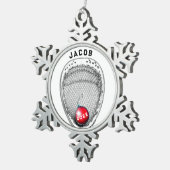 Lacrosse Goalie Holiday Gift Schneeflocken Zinn-Ornament (Rechts)
