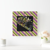 Lacrosse Goalie Mask Typografy Clock Quadratische Wanduhr (Zuhause)