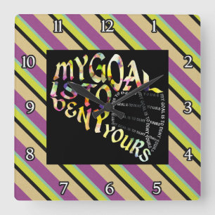 Lacrosse Goalie Mask Typografy Clock Quadratische Wanduhr