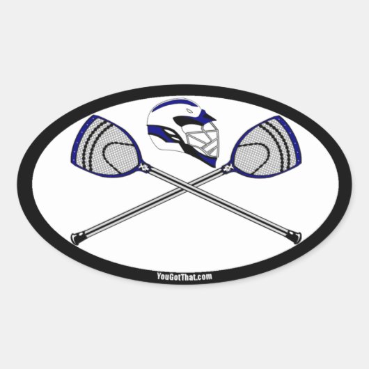 Lacrosse Goalie Sticks und Helmet Ovaler Aufkleber (Vorderseite)