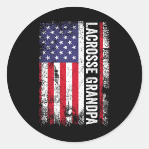 Lacrosse Grandpa American Flag USA Patriotic Runder Aufkleber