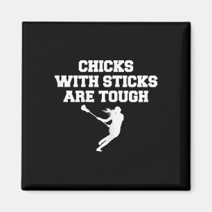 Lacrosse Hähnchen mit Sticken sind hartes Sprichwo Magnet