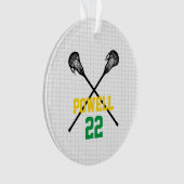 Lacrosse hält Net Player Name Number Sports Ornament (Vorderseite)
