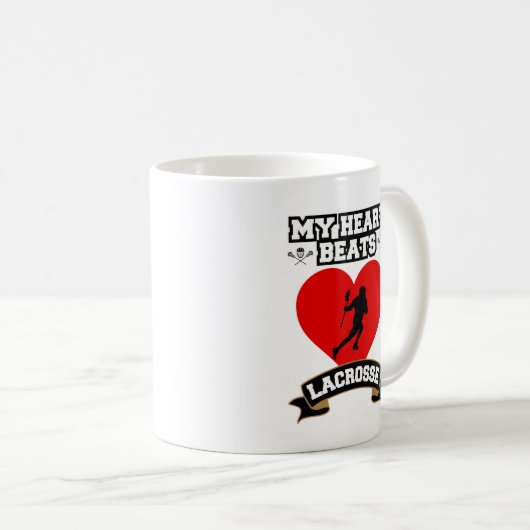 Lacrosse Heart Male Player Sport Passion Liebe Kaffeetasse (VorderseiteRechts)