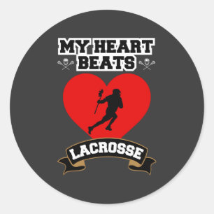Lacrosse Heart Male Player Sport Passion Liebe Runder Aufkleber