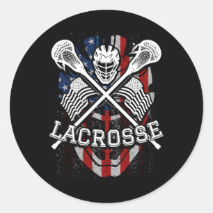 Lacrosse Helmet und Sticks Runder Aufkleber