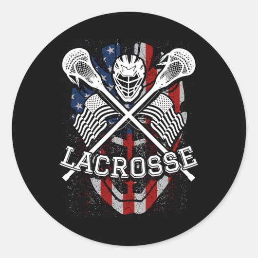 Lacrosse Helmet und Sticks Runder Aufkleber (Vorderseite)