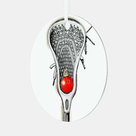 Lacrosse Holiday-Geschenk Ornament Aus Metall (Vorderseite links)