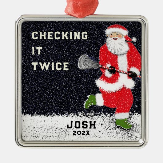 Lacrosse Holiday Geschenke Silbernes Ornament (Vorne)