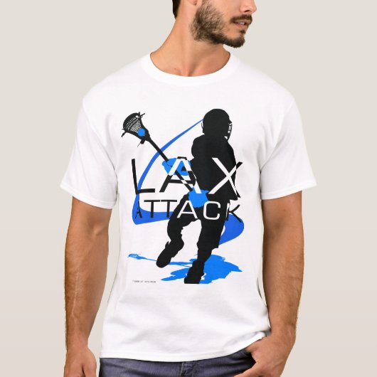 Lacrosse-Jungen blauer LAX-Angriffs-T - Shirt (Vorderseite)
