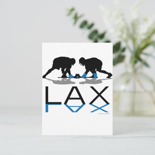 Lacrosse-Jungen-LOCKERES Blau Postkarte (Stehend Vorderseite)