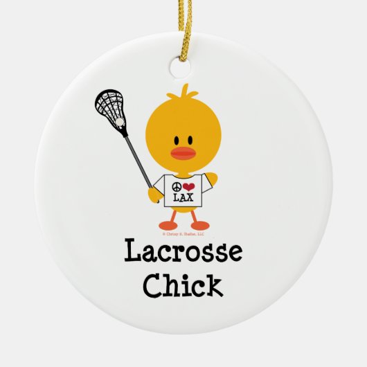 Lacrosse-Küken-Verzierung Keramik Ornament (Vorne)