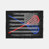 Lacrosse Lax American Flag 1 Fleecedecke (Vorderseite (Horizontal))