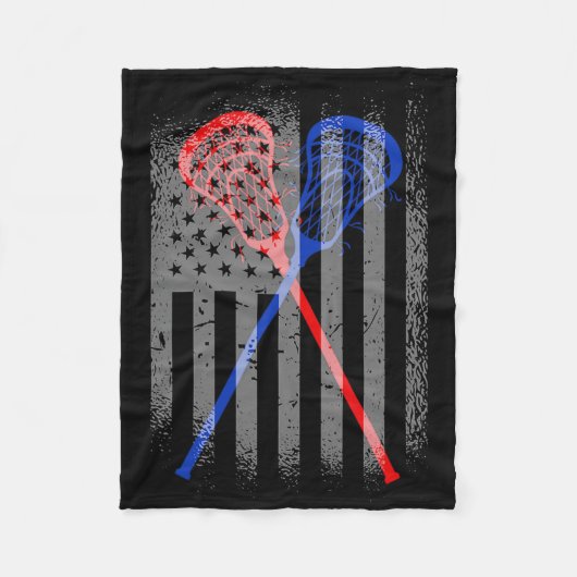 Lacrosse Lax American Flag 1 Fleecedecke (Vorderseite)