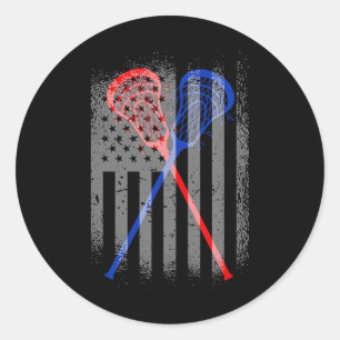 Lacrosse Lax American Flag 1 Runder Aufkleber