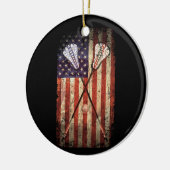 Lacrosse LAX American Flag Keramik Ornament (Links)
