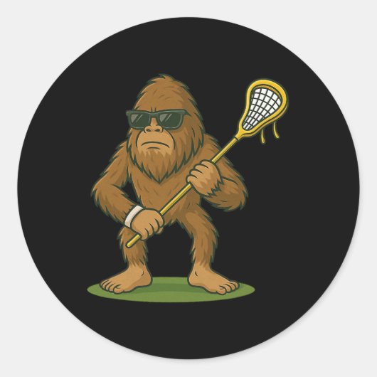 Lacrosse Lax Bigfoot Kinder Männer Frauen Lacrosse Runder Aufkleber (Vorderseite)