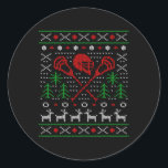 Lacrosse Lax Ugly Christmas Runder Aufkleber<br><div class="desc">Lacrosse Lax Ugly Christmas</div>