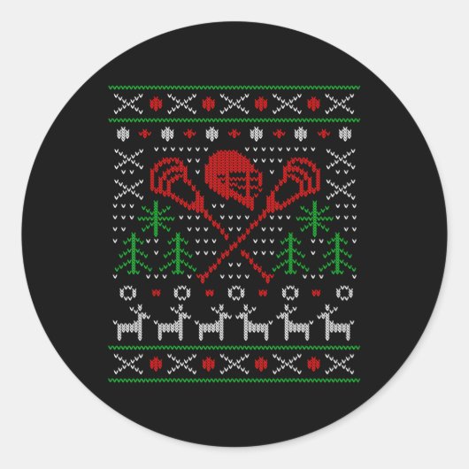 Lacrosse Lax Ugly Christmas Runder Aufkleber (Vorderseite)