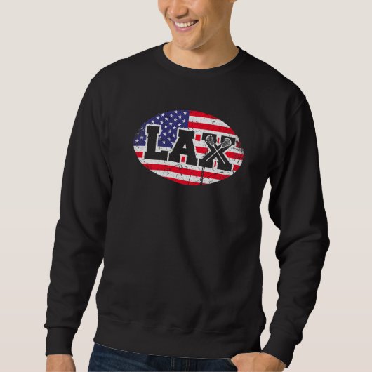 Lacrosse Lax US Flag Vintage Re Sweatshirt (Vorderseite)