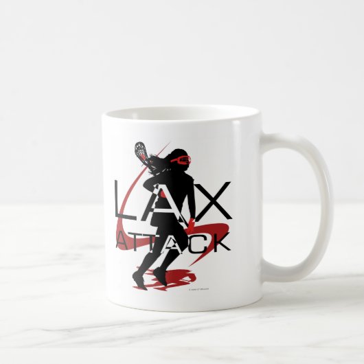 Lacrosse-Mädchen-LOCKERES Angriffs-Rot Kaffeetasse (Rechts)