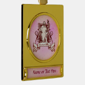 Lacrosse Mama Anpassbare Weihnachtsschmuck Banner-Ornament Gold (Rechts)