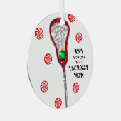 Lacrosse-Mama Ornament Aus Metall (Vorderseite Rechts)
