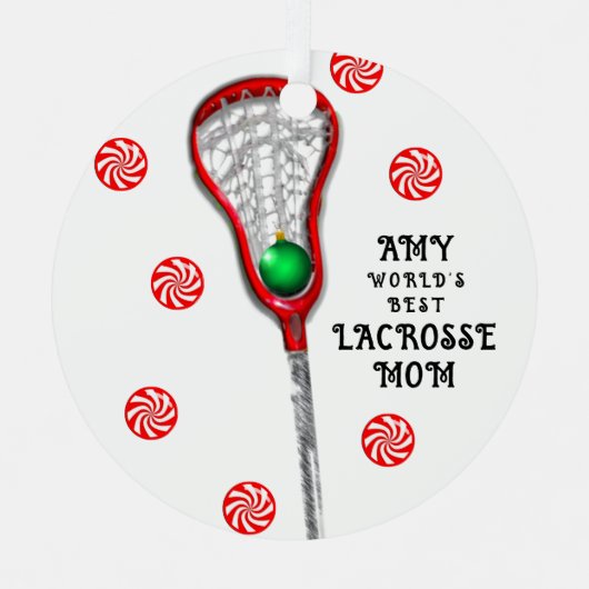 Lacrosse-Mama Ornament Aus Metall (Vorderseite)