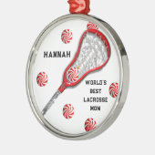 Lacrosse-Mama Ornament Aus Metall (Links)