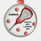Lacrosse-Mama Ornament Aus Metall (Vorne)