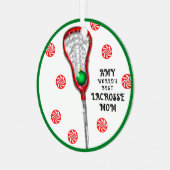 Lacrosse-Mama Ornament Aus Metall (Vorderseite links)