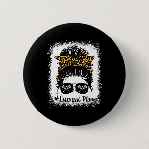 Lacrosse Mama Women Leopard Messy Bun Gles Mother Button
