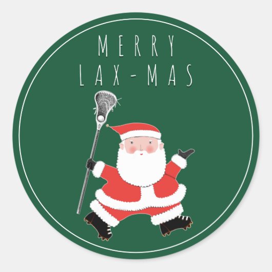 Lacrosse Merry Lax-mas Classic Round Sticker (Vorderseite)