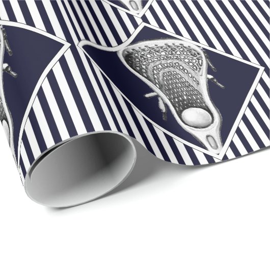 Lacrosse Navy Blue Sports Geschenkpapier (Rolleneckpunkt)