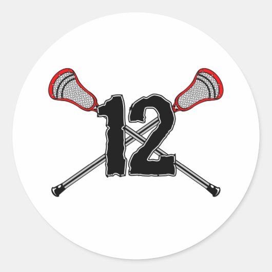 Lacrosse Number 12 2 Aufkleber (Vorderseite)