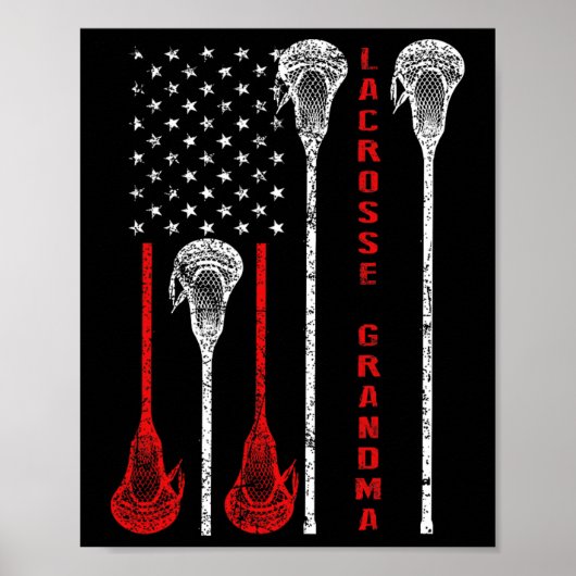 Lacrosse Oma 4. Juli USA Flag Geschenk Poster (Vorne)