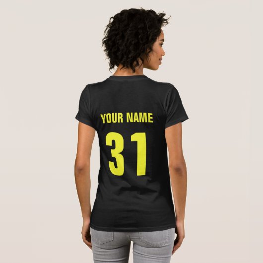 Lacrosse Oma Name & Number Back Print T-Shirt (Schwarz voll)