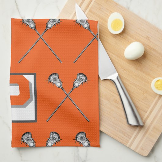 Lacrosse Orange Sporttuch Geschirrtuch (Viertel Falte)