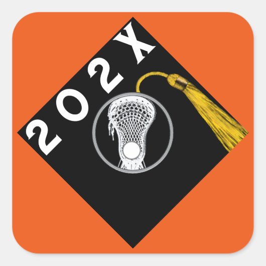 Lacrosse Orange Team Senior Night Square Sticker (Vorderseite)