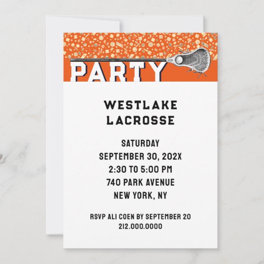 Lacrosse-Party Einladung (Vorderseite)