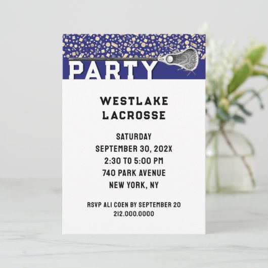 Lacrosse-Party Einladung (Stehend Vorderseite)