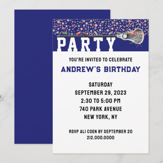 Lacrosse-Party Einladung (Vorne/Hinten)